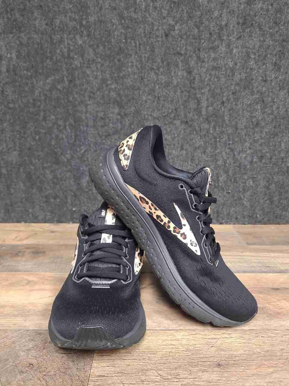 Brooks Glycerin 18 Black Leopard Print Running Shoes Women's Size 8