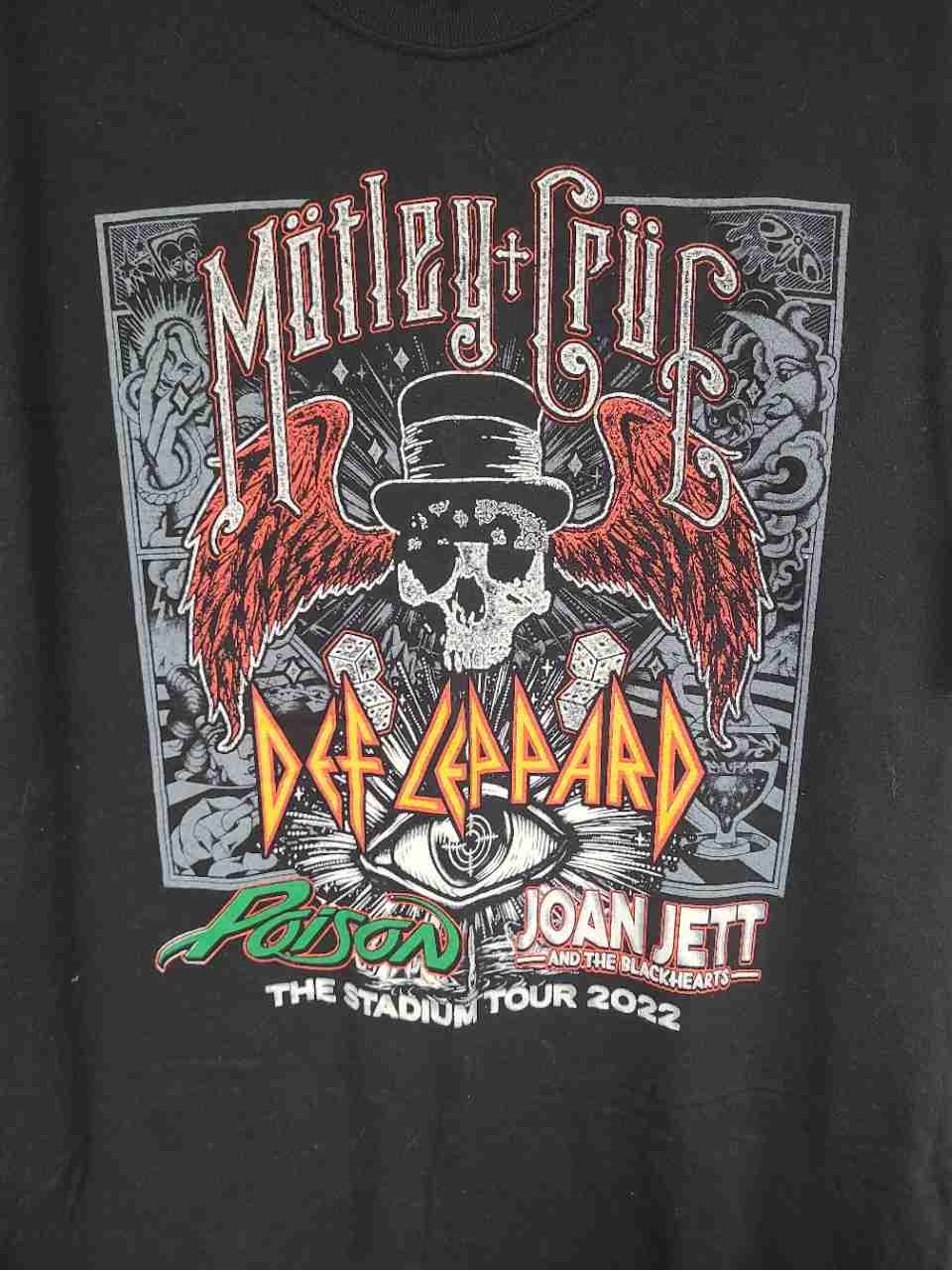Motley Crue Def Leppard Poison Joan Jett 2022 Stadium Tour Double Stitch Sz L