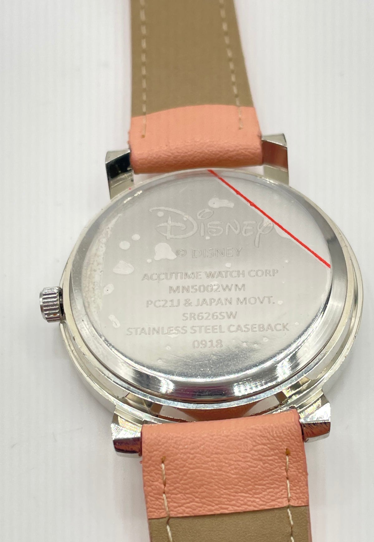 Disney Minnie Mouse Rhinestone Pink Leather Women's Watch In Box *Not Working*