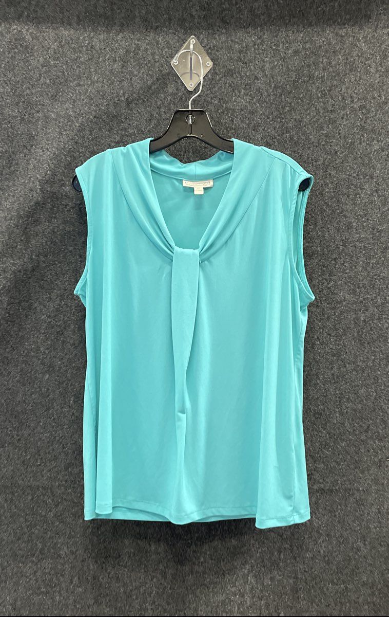 Dana Buchman Women's Teal Drape Neck Sleeveless Blouse Shell Sz XL