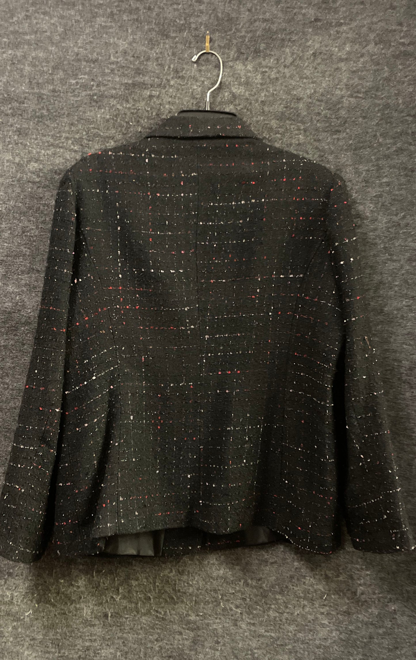 Vintage Y2K Sag Harbor Women's Black Red White Fleck Full Zip Jacket Coat Sz 14