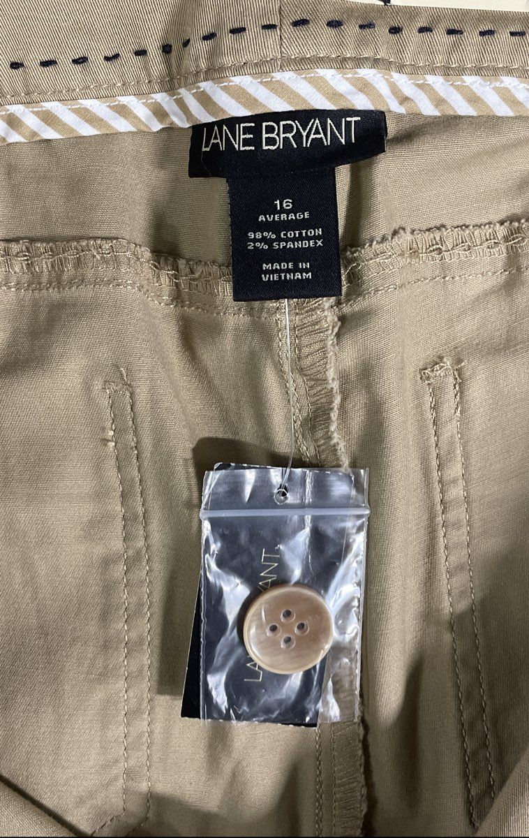 Lane Bryant Women's Khaki Straight Leg Cotton Blend Pants Sz 16 Average NWT