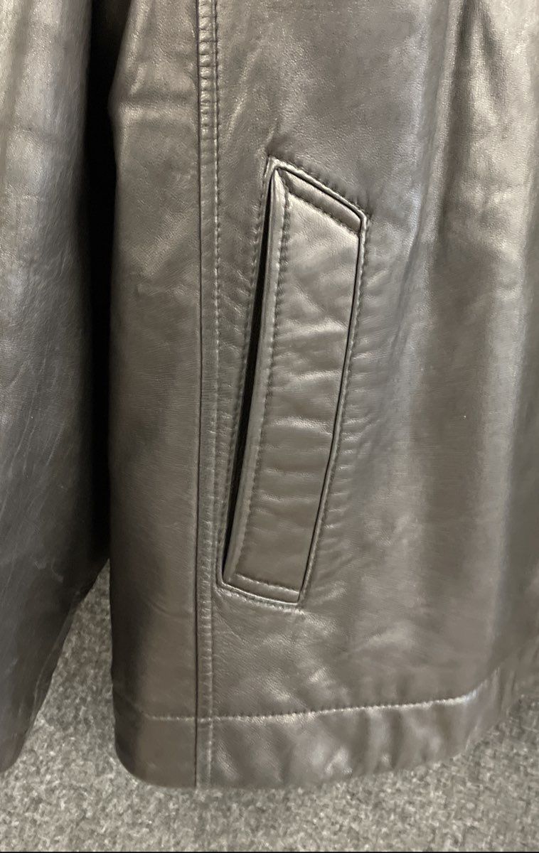 Marc New York Men's Black Leather Jacket Zip Pinstripe Lining Insulated XL