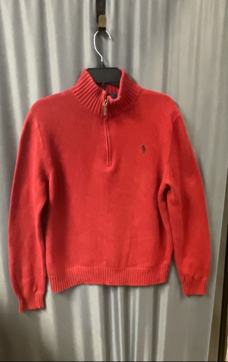 Polo Ralph Lauren Men's Red 1/4 Zip Cotton Knit Sweater Sz M