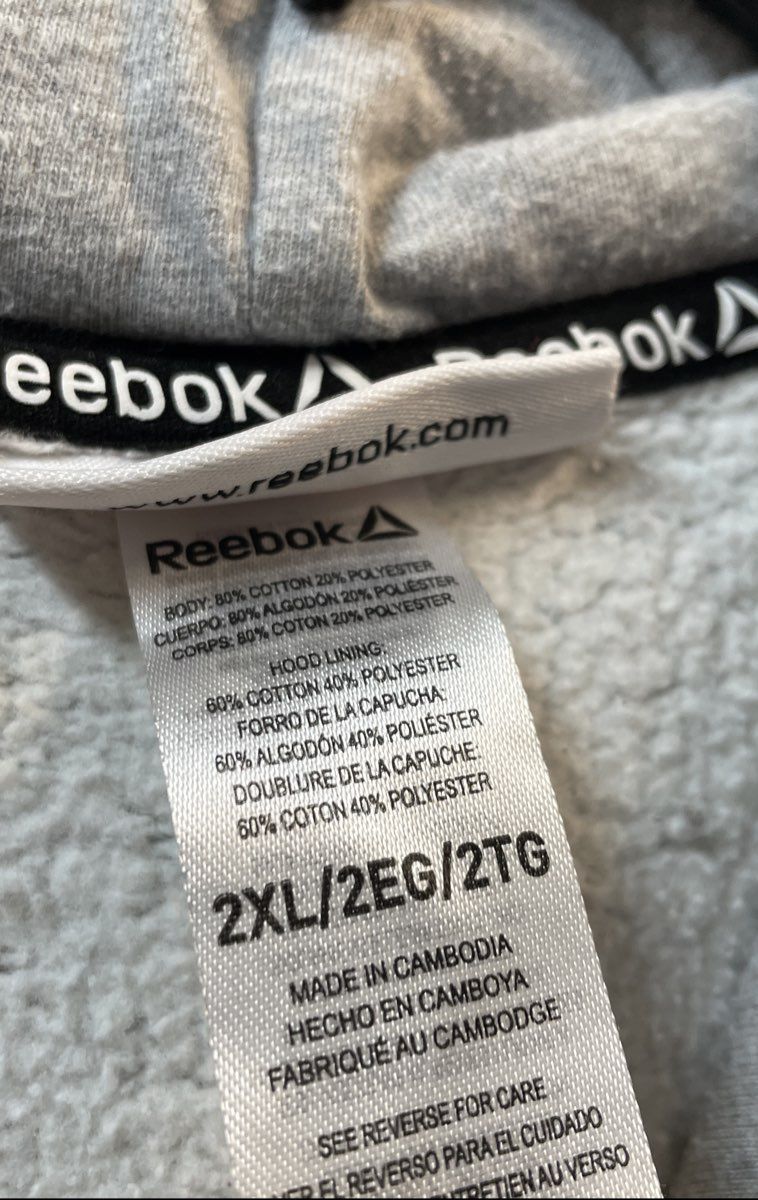 Reebok Men's Gray Graphic Logo Pullover Hoodie Sweatshirt Sz 2XL