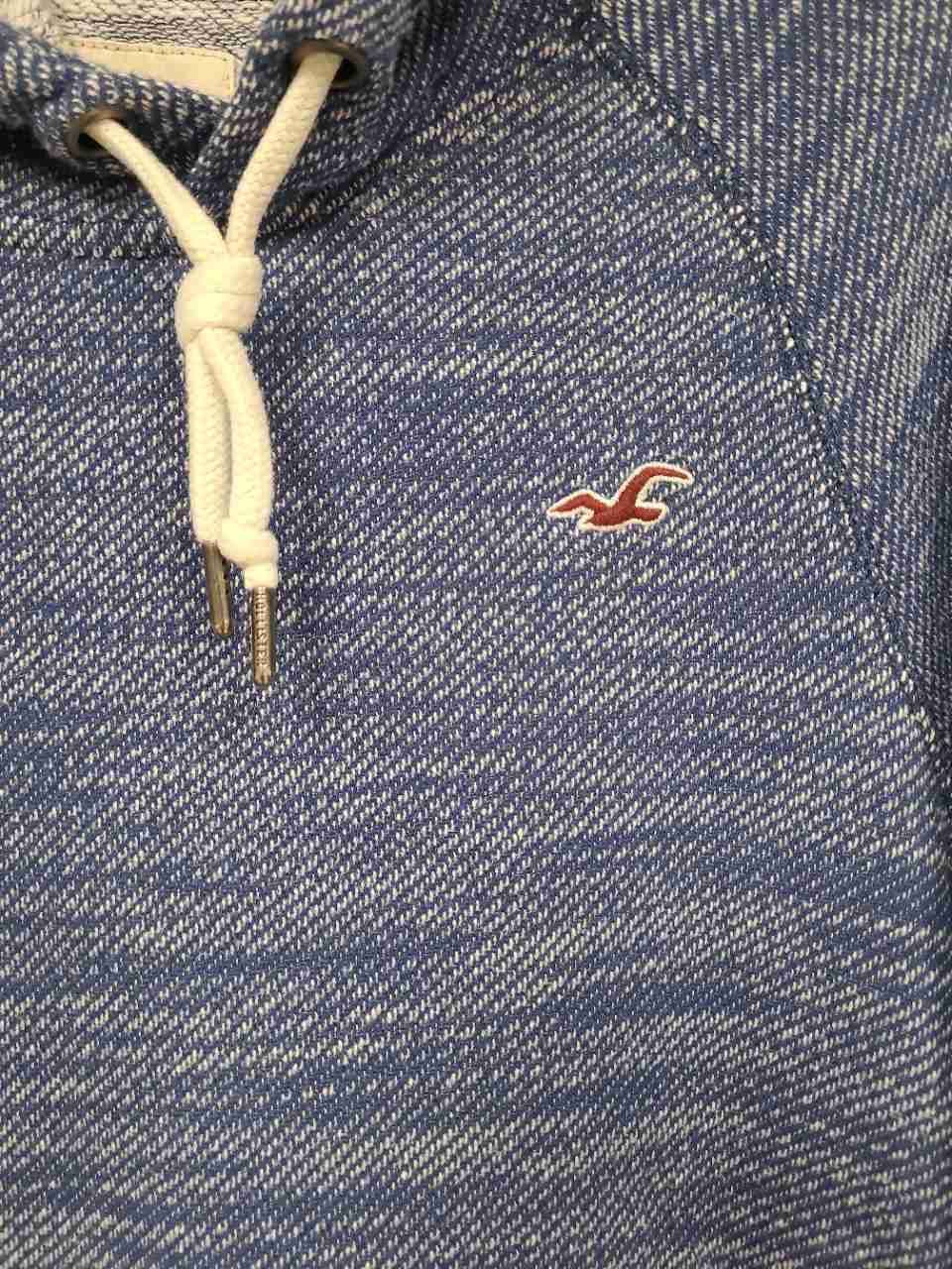 Hollister Men's Pacific Merchants Blue Marled Knit Pullover Hoodie Sz S