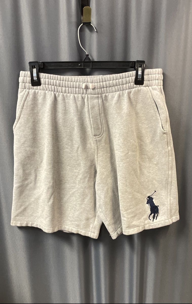 Polo Ralph Lauren Boys Gray Knit Sweat Shorts Blue Pony Logo Sz XL 18-20