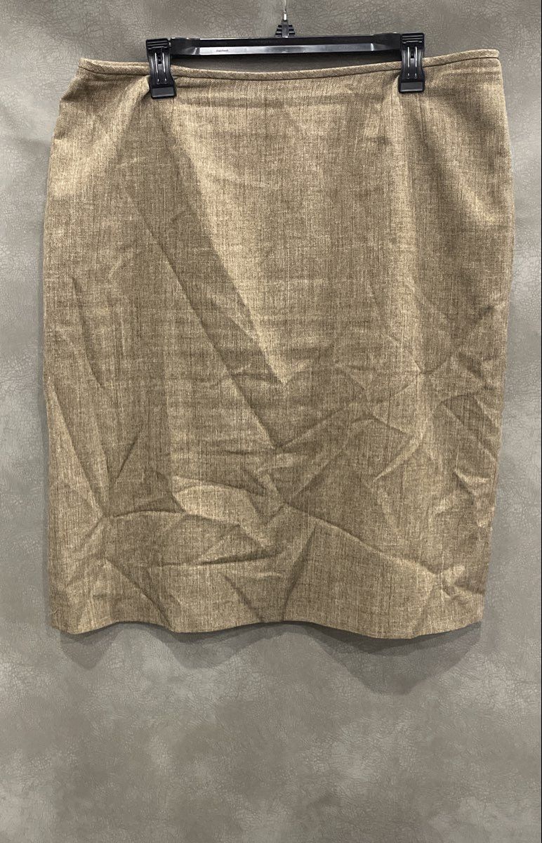 Le Suit Women's Brown Textured Heathered Pencil Skirt Back Slit Sz 16