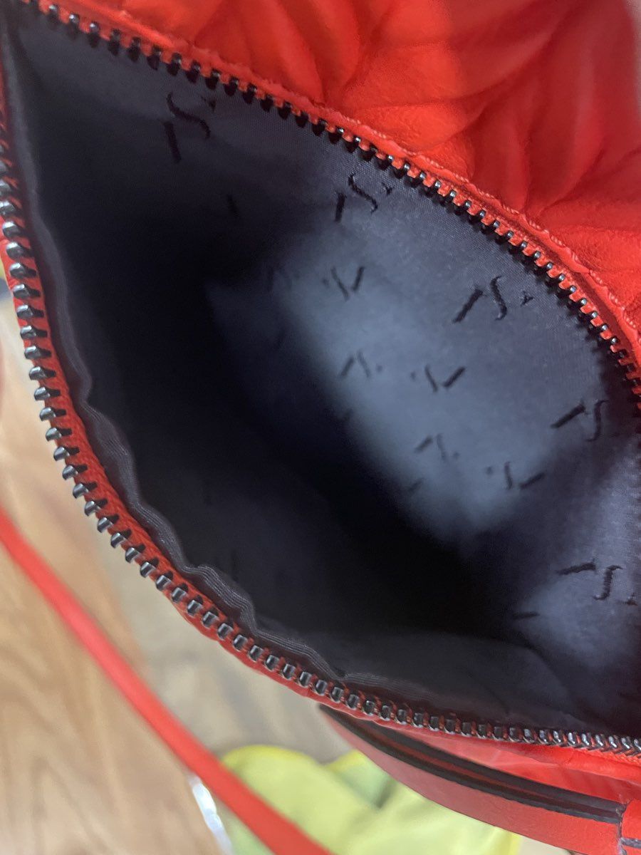 Simply Vera Wang Hibiscus Orange Remsen Ruched Faux Leather Crossbody Bag