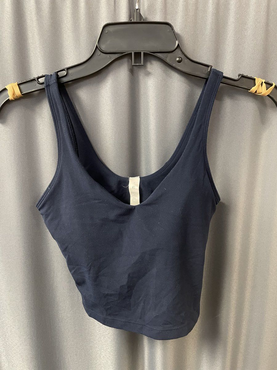 Lululemon Women's Navy Blue Align Tank Top Cropped Yoga Sports Bra Sz 2