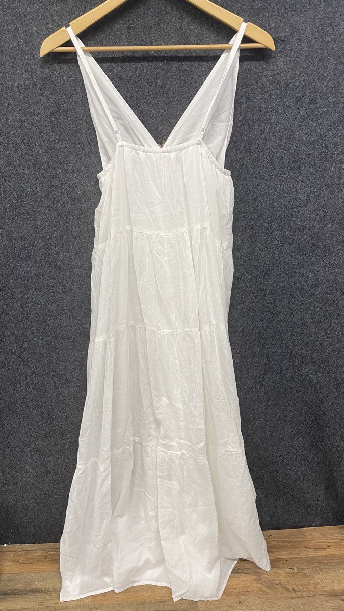 Sim & Sam Women's Bohemian White Tiered Celestial Sun Maxi Dress Size M