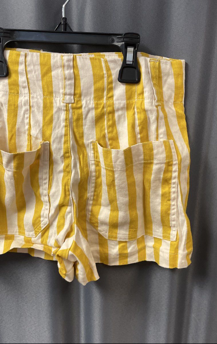 Maeve Women's The Colette Shorts Yellow White Striped Linen Blend Sz 24