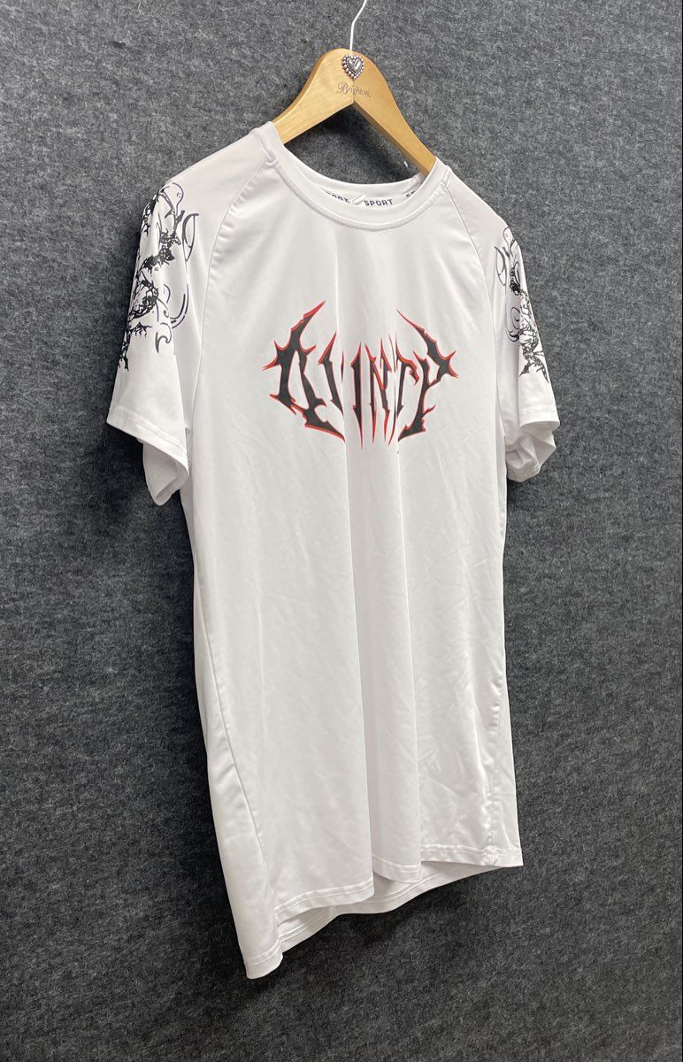 Divinity Graphic T-Shirt White Gothic Tribal Sport Performance Sz L