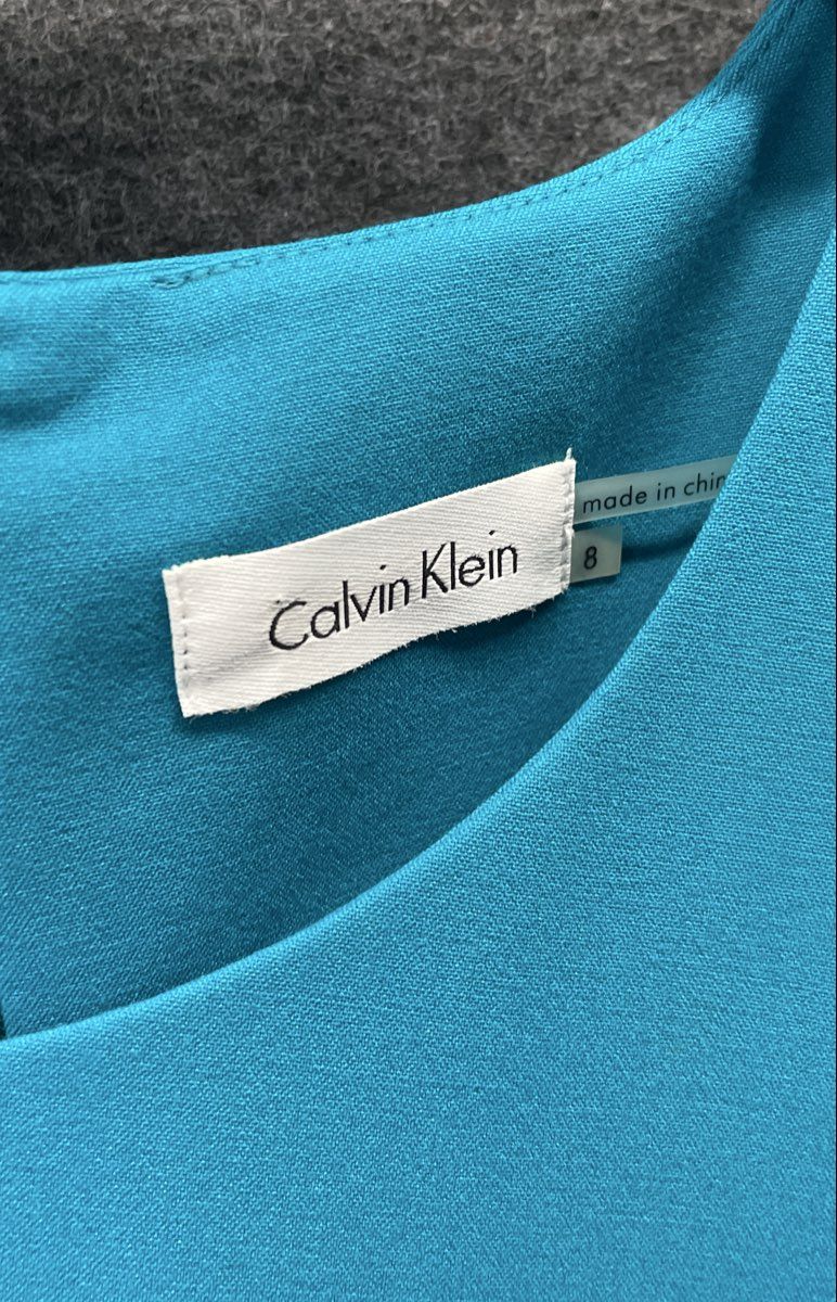 Calvin Klein Women's Starburst Pleat Sheath Dress Lagoon Blue NWT Size 8