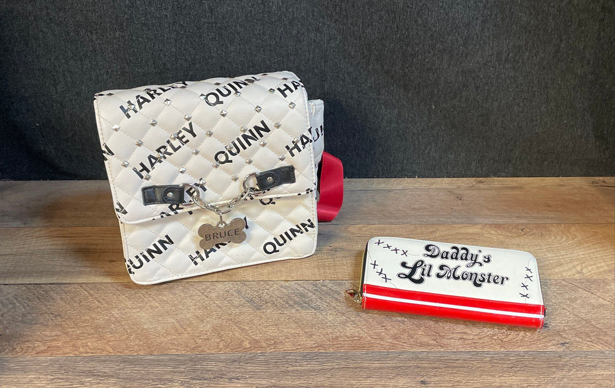 Harley Quinn DC Comics Suicide Squad Quilted Backpack Purse & Wallet Set Lot