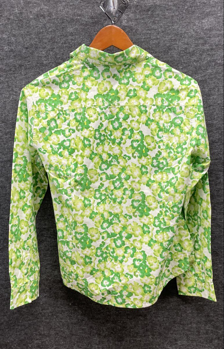 Lacoste Women's Green Floral Print Long Sleeve Button Up Shirt Sz 44 NWT