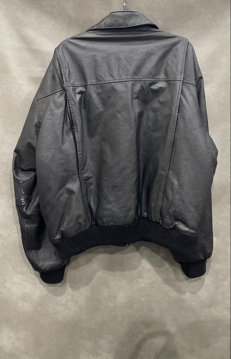 Burks Bay Men's Black Genuine Leather Flight Bomber Jacket Vintage Sz XXL