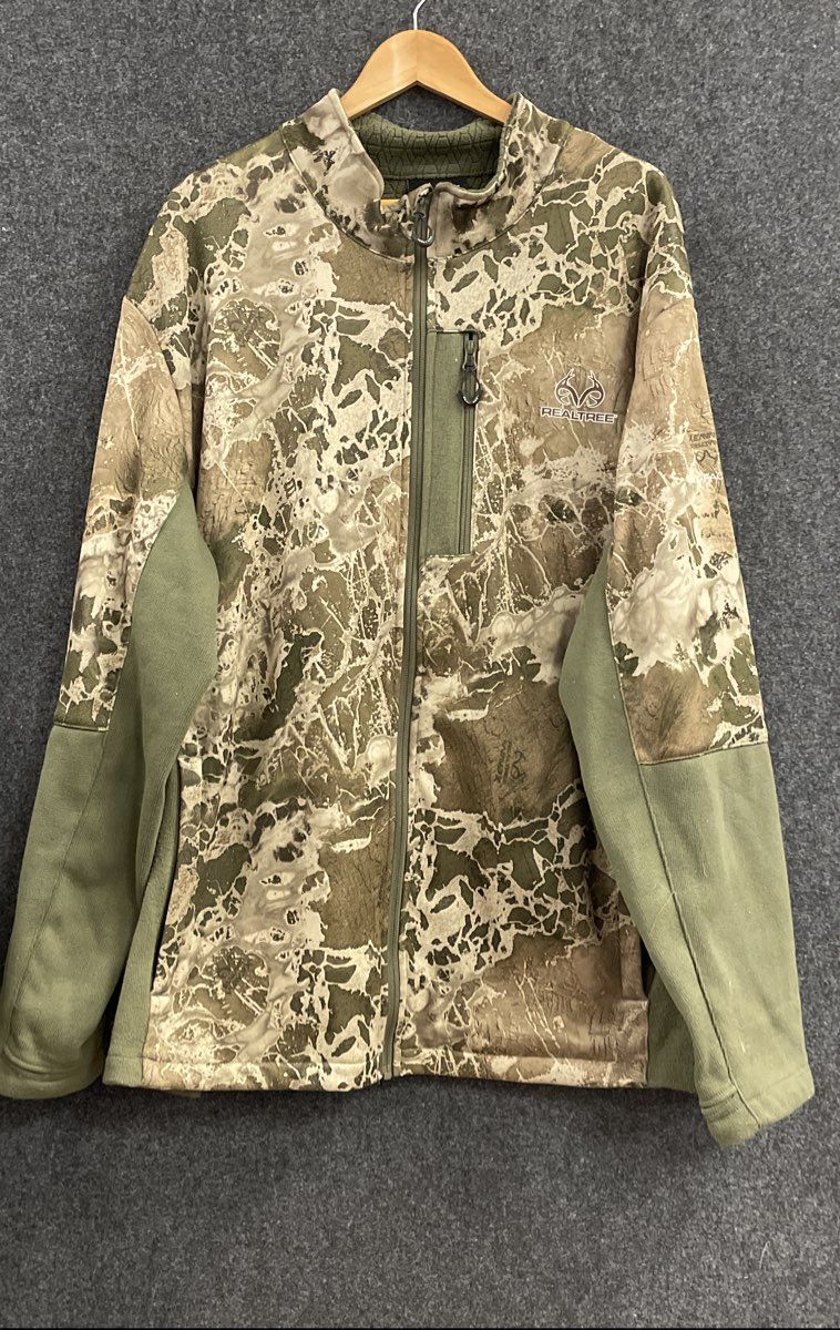 Realtree Men's Camo Wav3 Olive Night Full Zip Fleece Lined Jacket Size 3XL