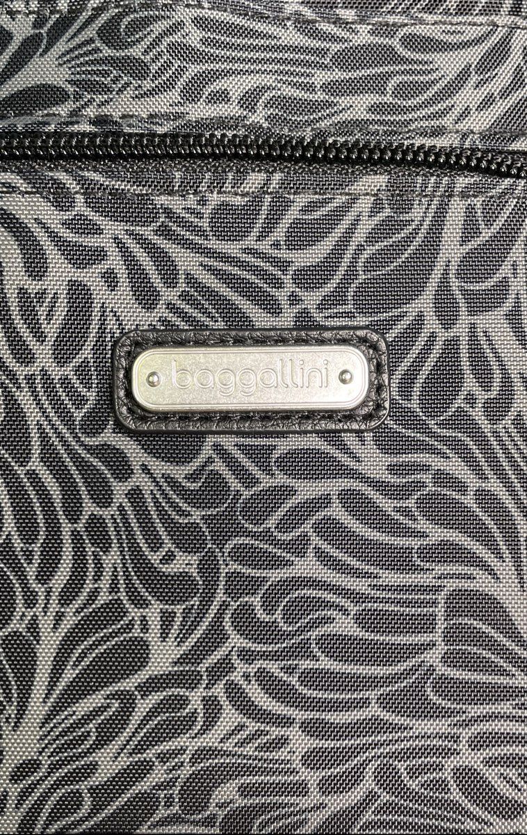 Baggallini Midnight Blossom Crossbody Bag Grey Black Floral Nylon Travel