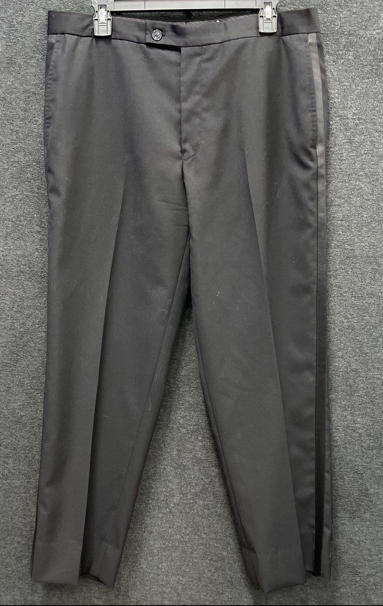 Lauren Ralph Lauren Men's Black 100% Wool Satin Stripe Tuxedo Pants Sz 34x30