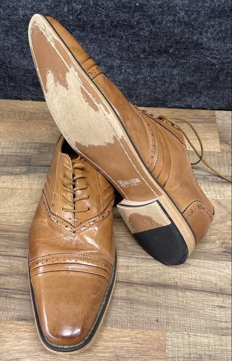 Stacy Adams Sanford Tan Multi Leather Cap Toe Oxford Dress Shoes Size 12M IOB
