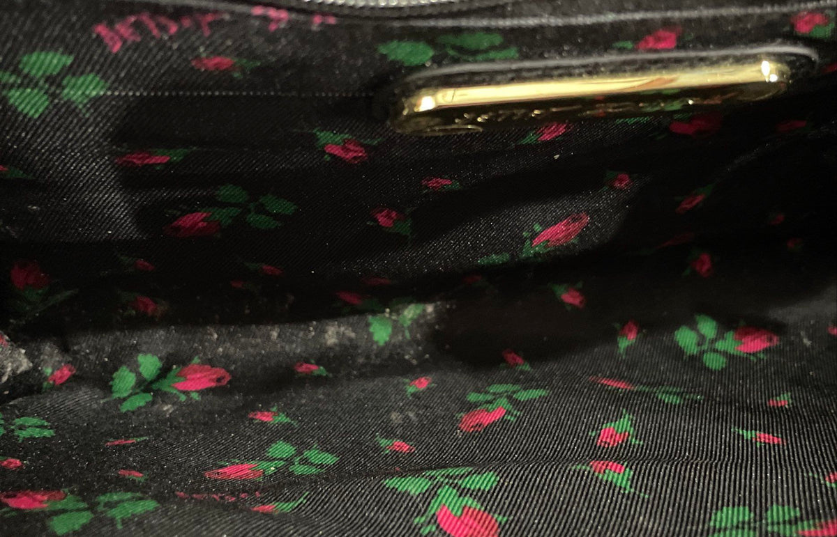 Betsey Johnson Black Leather Bow Heart Crossbody Shoulder Bag Gold Hardware