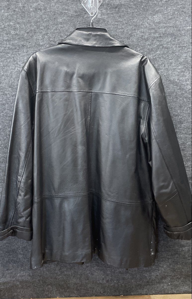 KC Collections Women's Black Leather Jacket Full Zip Quilted Lining Sz 2X