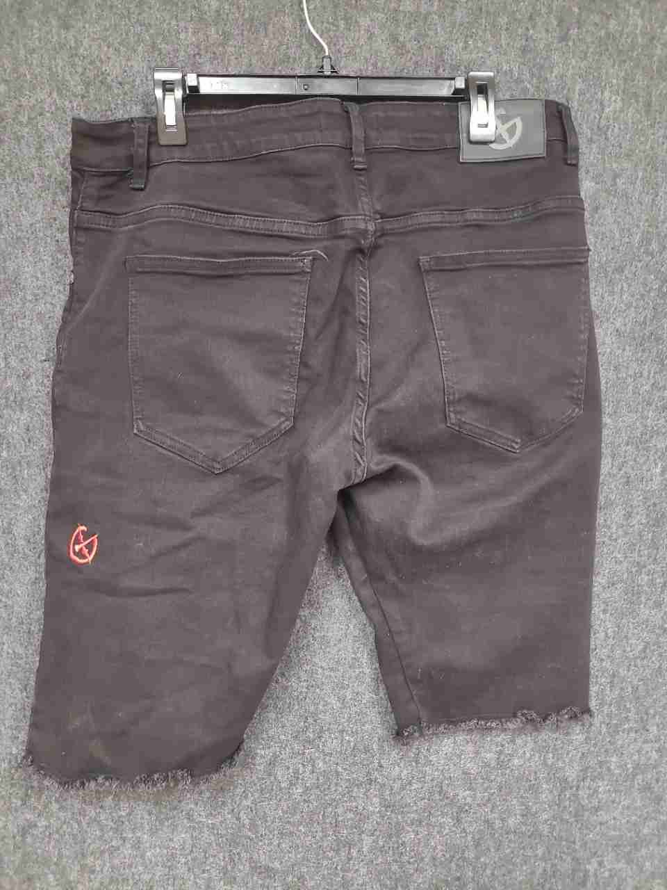 Gala Men's Black Tactical Multi-Pocket Acid Wash Cargo Denim Shorts Size 38