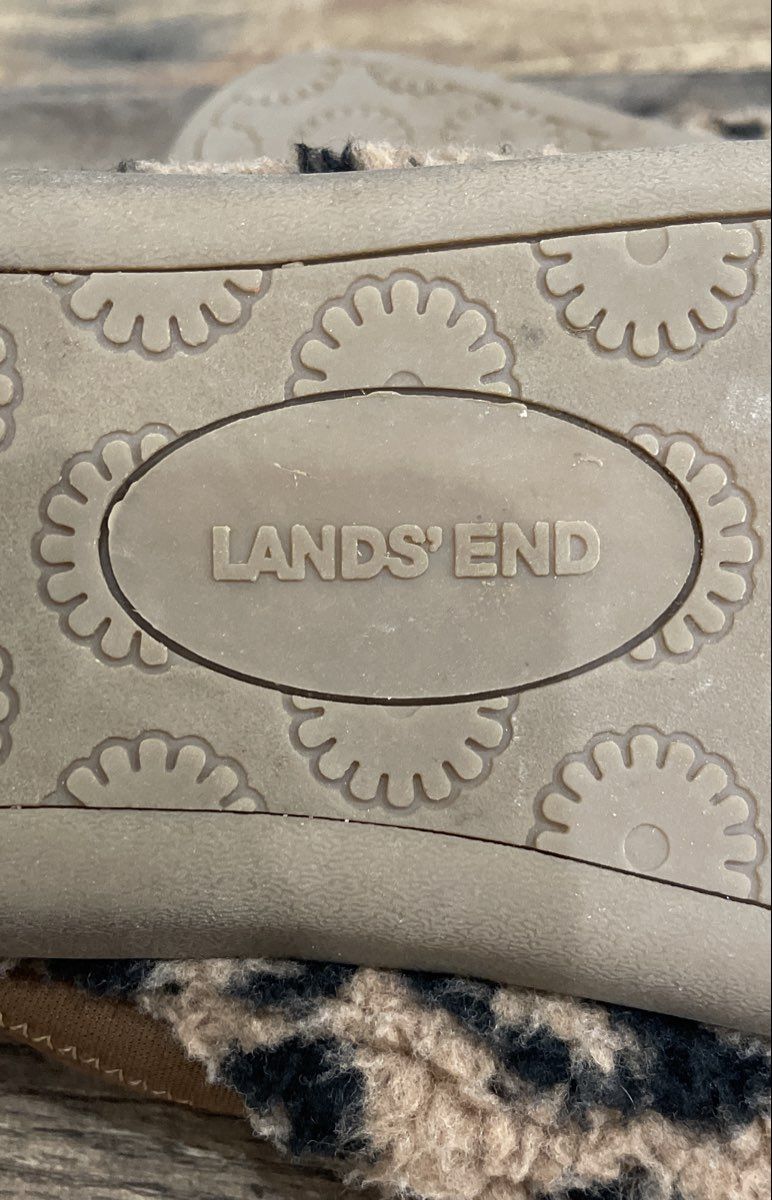 Lands' End Women's Leopard Sherpa Fleece Lined Mule Slippers Size 7B