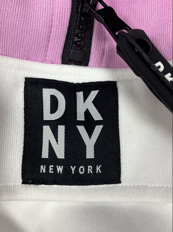 DKNY Sport Women's Colorblock Quarter Zip Pullover Pink White NWT Sz XXL