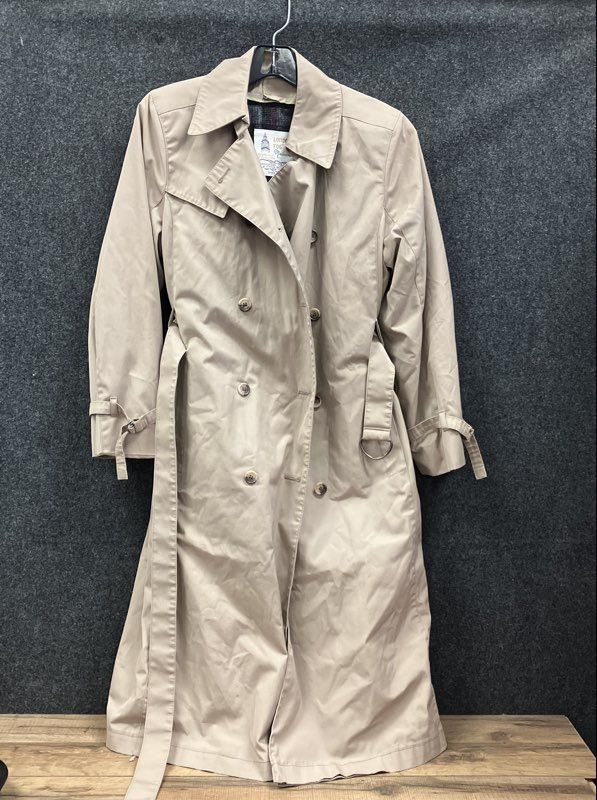 Vintage 80s London Fog Women's Tan Trench Coat Maincoats Plaid Lined Sz 6 Reg