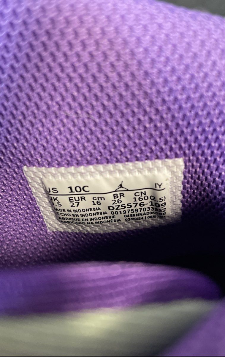 Jordan 6-17-23 White Fierce Purple Toddler Kids Sneakers Size 10C