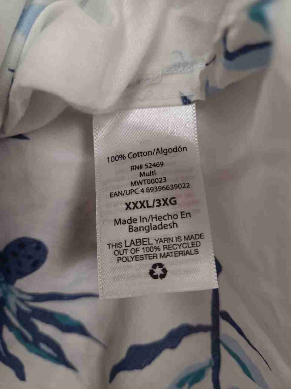 Free Assembly Men's Floral Camp Shirt Short Sleeve Blue White Sz XXXL NWT