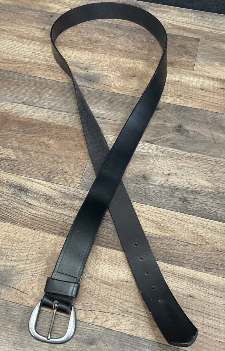 Vintage 90s Women's Black Leather Belt with Lace Cameo Pins USA Made Sz 56