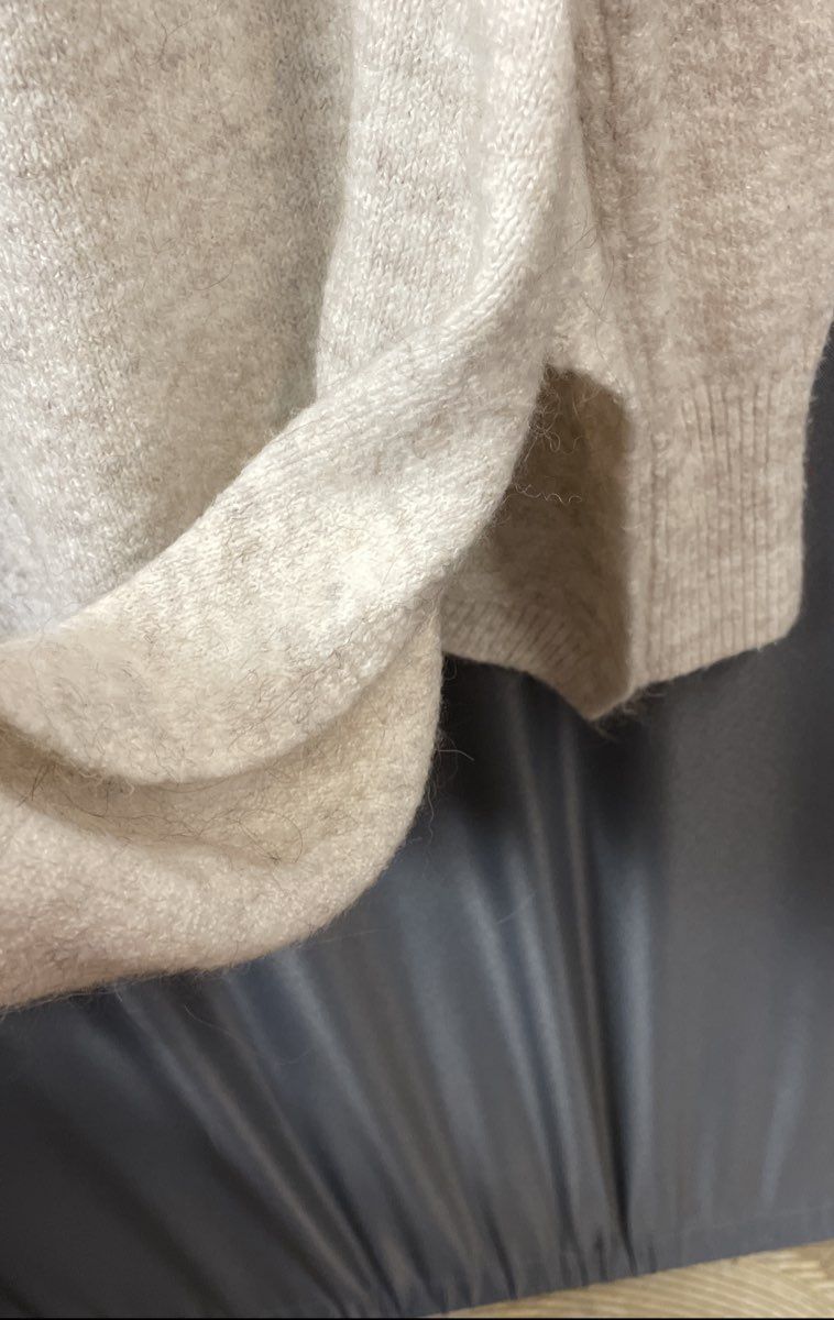 Yet Again Women's Cowl Neck Sweater Cream Oatmeal Alpaca Blend High Low Hem XS