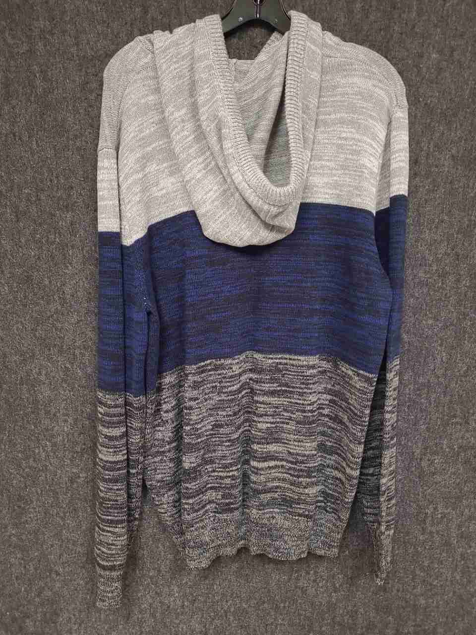 Sun + Stone Men's Sweater Hoodie Gray Blue Colorblock Marled Cotton Sz XL NWT