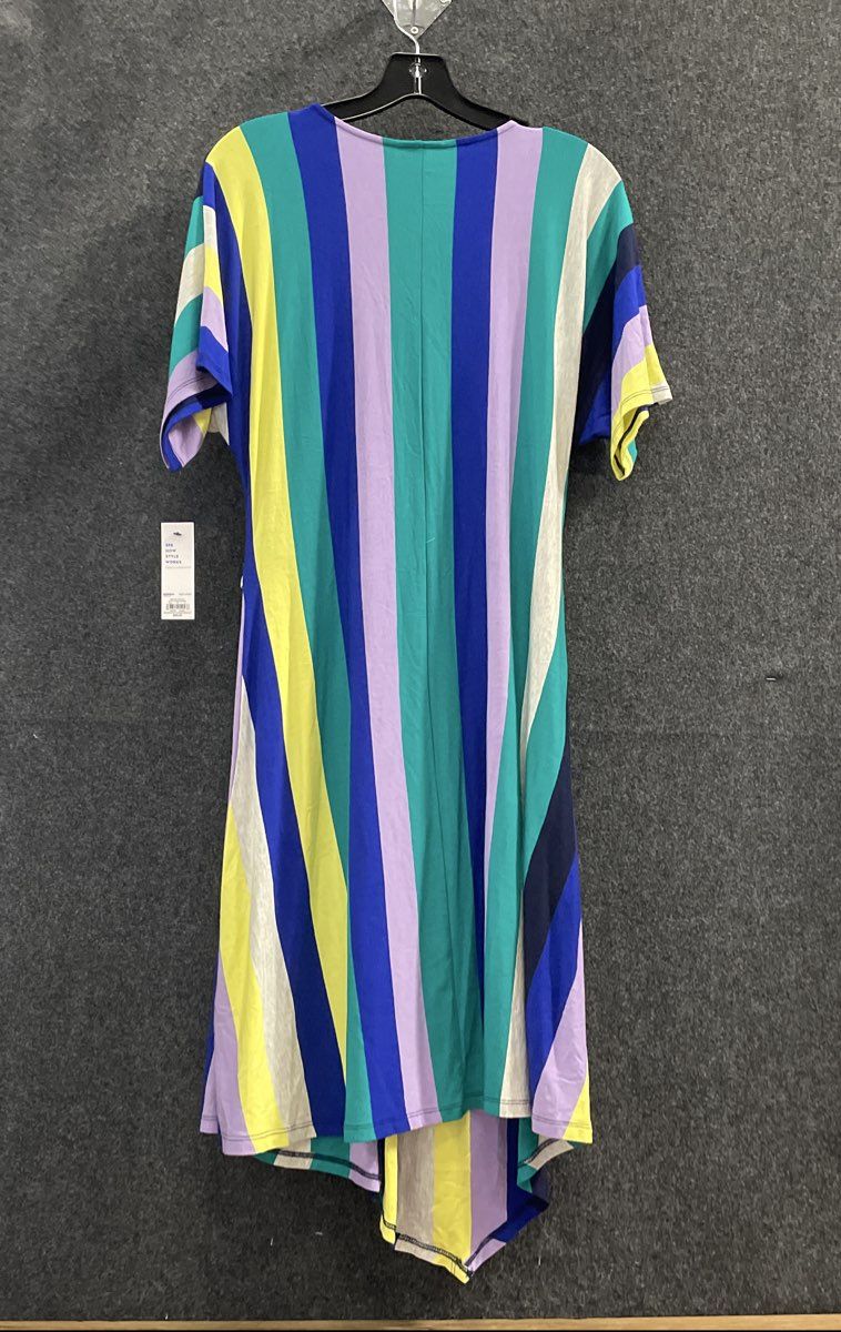 Apt. 9 Women's Crossover Dolman Midi Dress Striped V-Neck Multi-color Sz L NWT