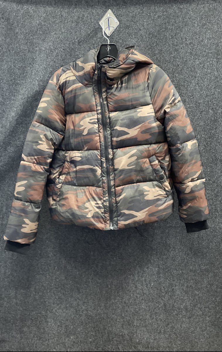 American Eagle Women's Camo Puffer Jacket Full Zip Hooded Insulated Sz S