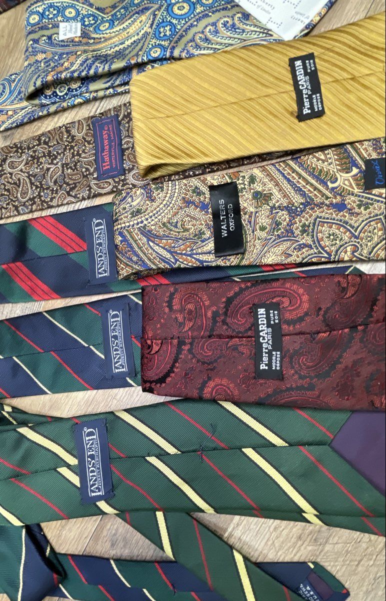 Vintage Men's 100% Silk Neckties Lot of 10 Lands' End Pierre Cardin Paisley
