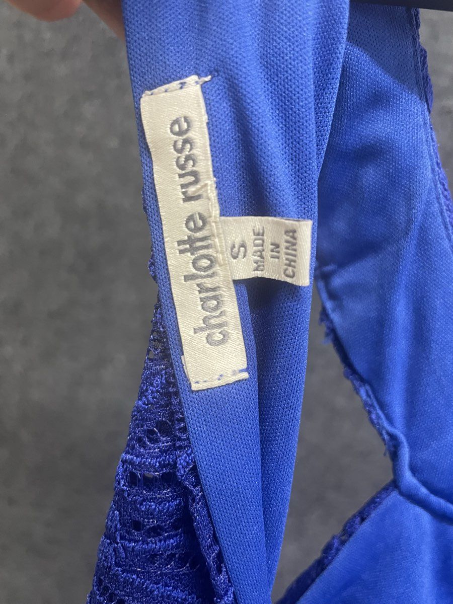 Charlotte Russe Women's Blue Lace Halter Neck Sleeveless Bodycon Dress Size S