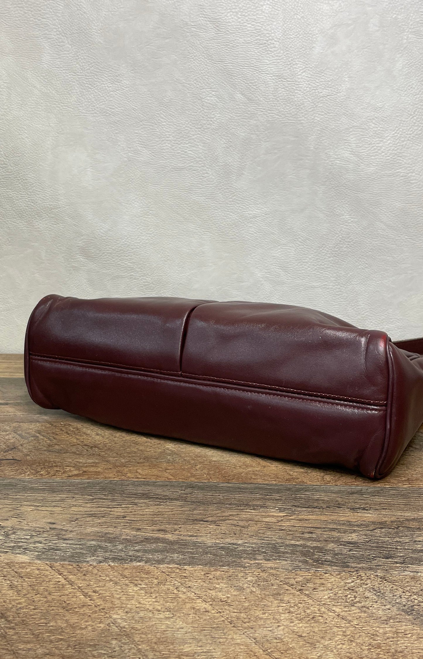 Vintage Etienne Aigner Burgundy Leather Shoulder Crossbody Bag Brass Hardware