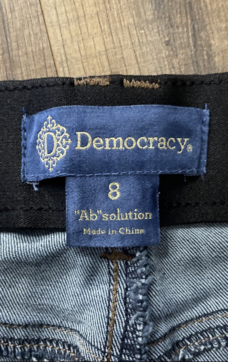 Democracy Women's "Ab"solution Blue Straight Leg Stretch Whiskered Jeans Sz 8