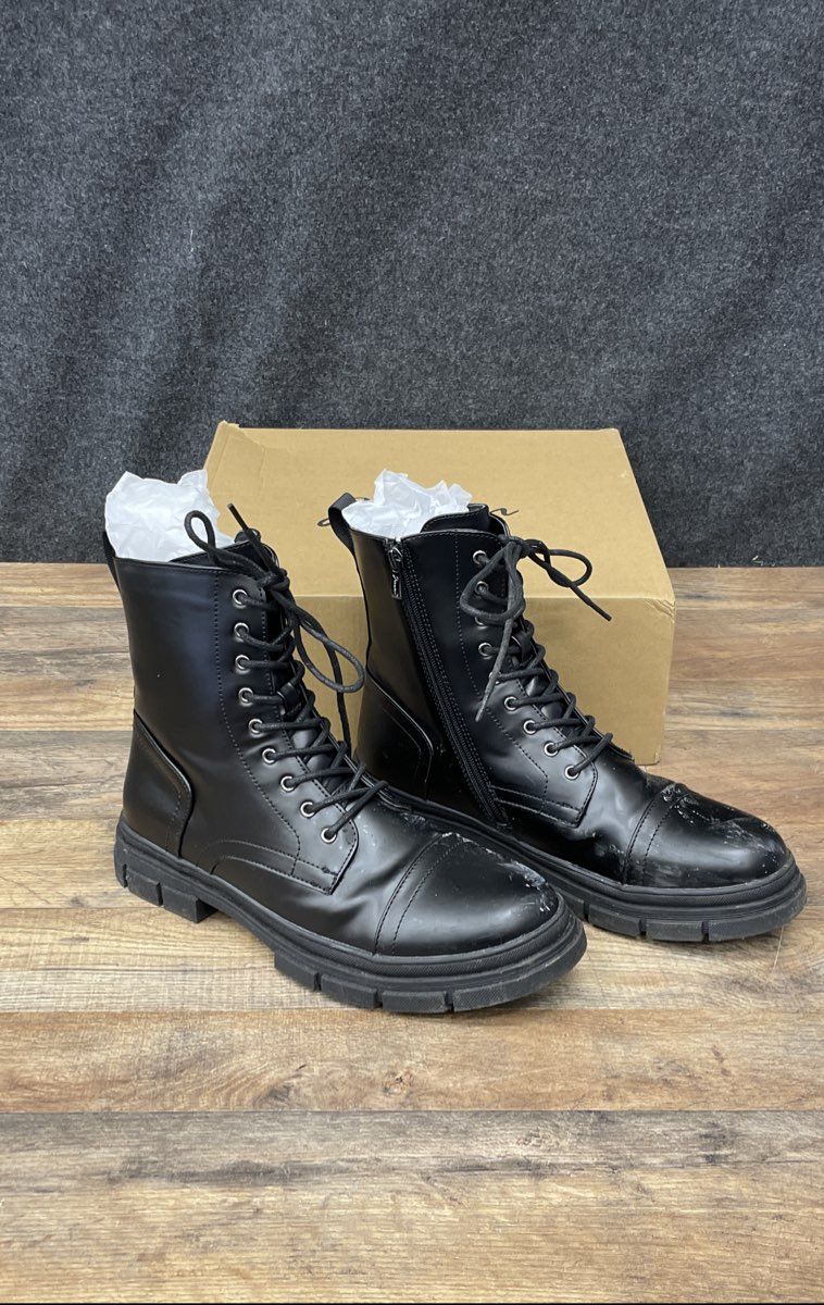 Jousen AMY8148A Black Lace Up Cap Toe Men's Fashion Combat Boots Size 10.5