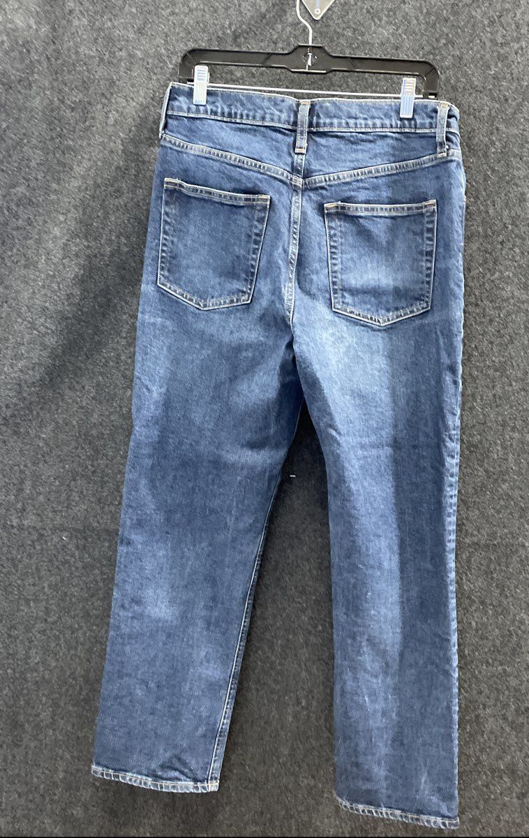 Gap Women's Blue High Rise Straight Stretch Denim Whiskered Jeans Size 12/31R