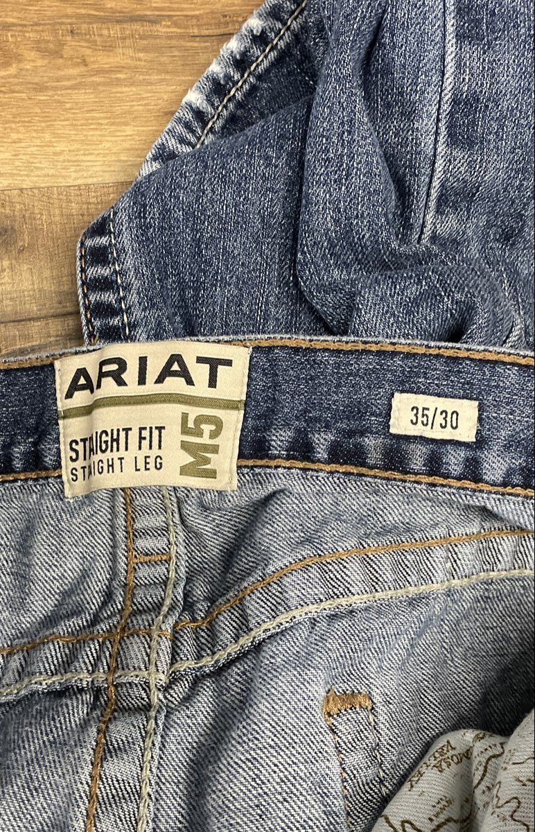Ariat Men's M5 Straight Fit Straight Leg Blue Low Rise Jeans Sz 35x30