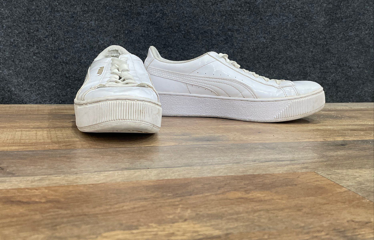Puma Vikky Stacked L White Gold Platform Sneakers Women's Size 8.5