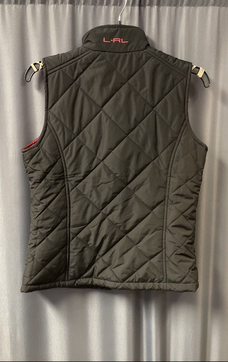 Lauren Ralph Lauren Women's Black Red Quilted Puffer Vest Full Zip Sz S