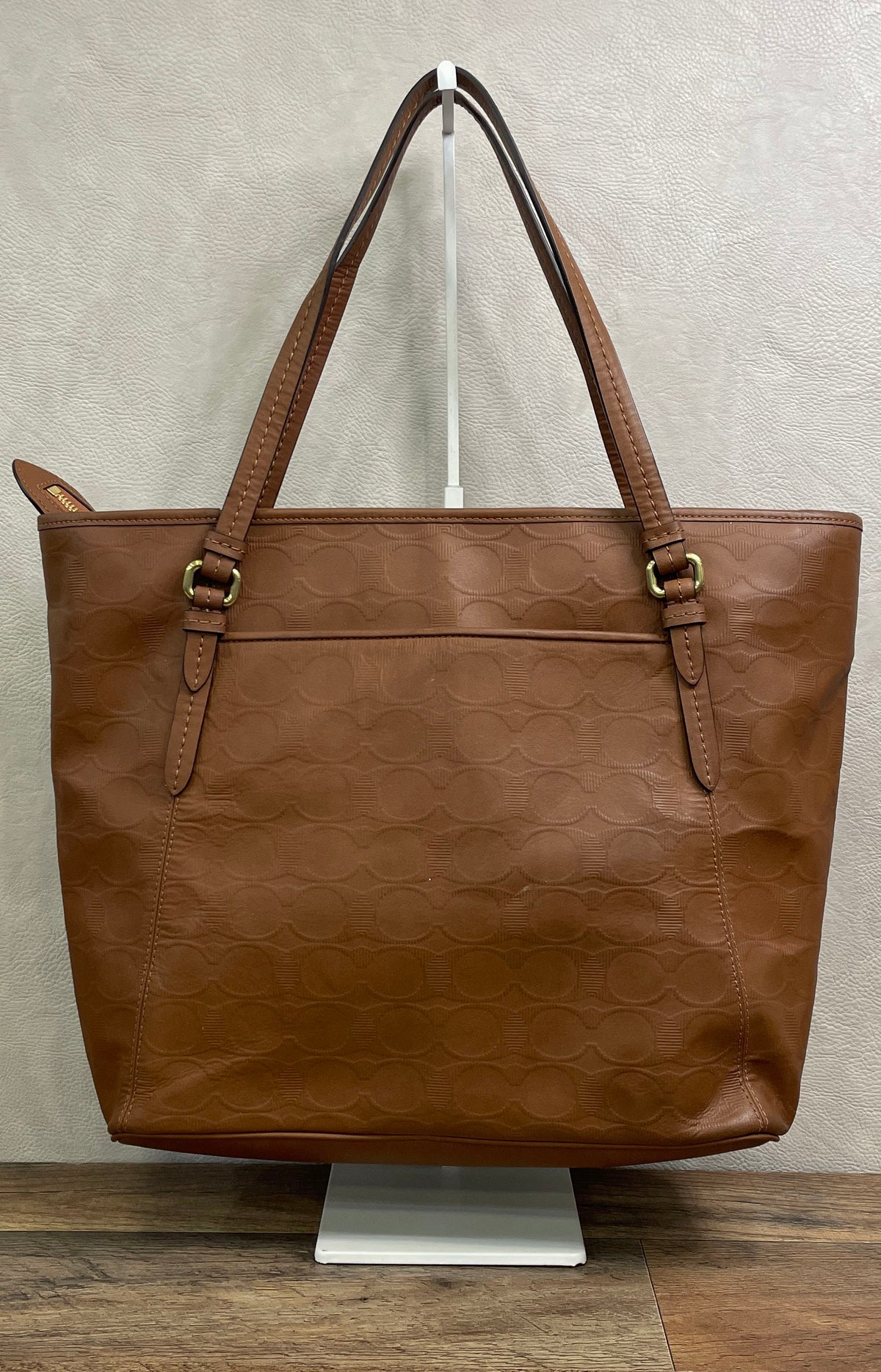 Coach Brown Signature Embossed Leather Taylor Tote Bag F31404