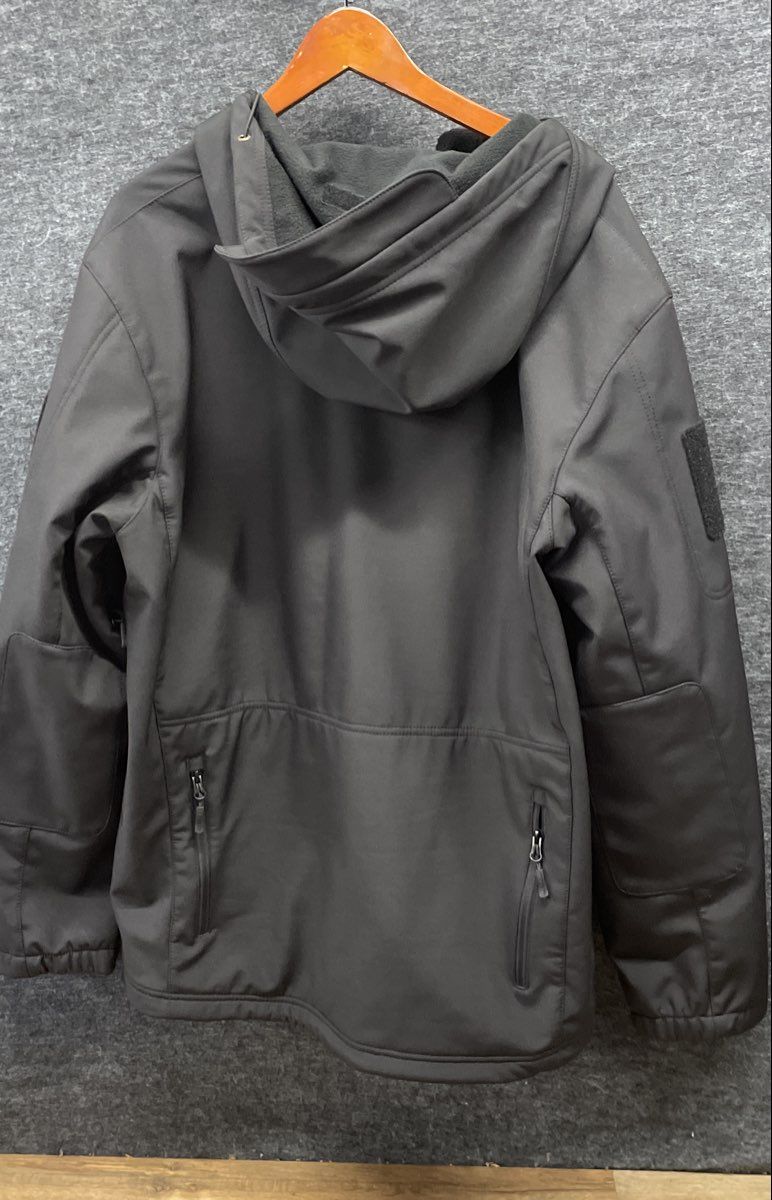 Free Soldier Men's Black Tactical Softshell Hooded Jacket Fleece Lined Size XL
