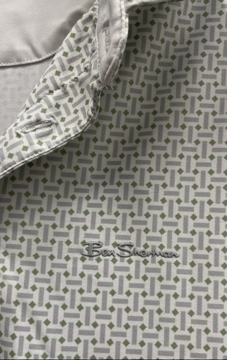 Ben Sherman Sport Men's Geometric Print Short Sleeve Golf Polo Shirt Size M